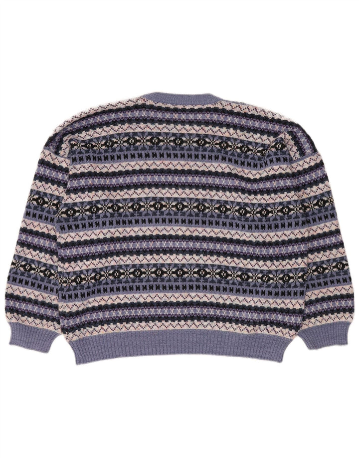 Pulover vintage pentru femei cu decolteu triplu UK 18 XL, multicolor, Fair Isle