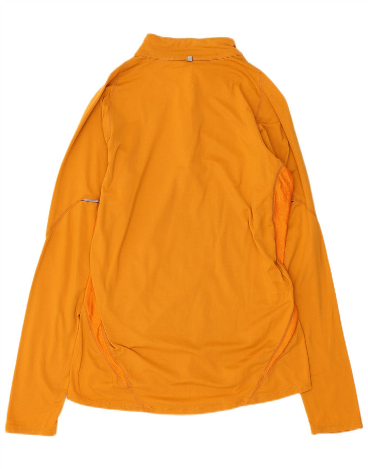 Top de trening NIKE Dri Fit, cu fermoar și gât, pentru femei, UK 10, galben mic