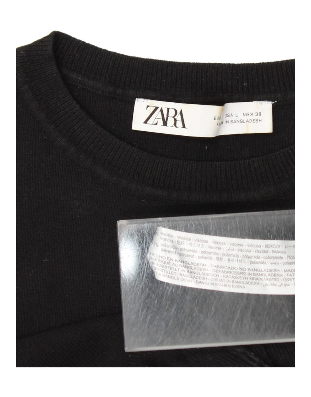 Top cu vestă pentru femei Zara UK 14, mare, neagră, viscoză