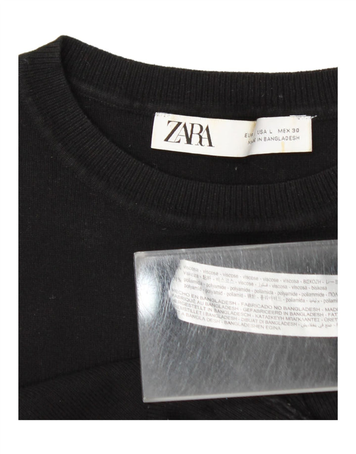 Top cu vestă pentru femei Zara UK 14, mare, neagră, viscoză