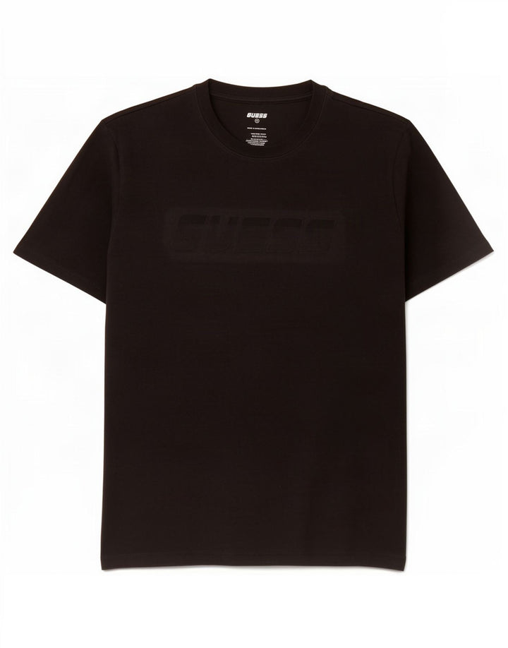 Tricou grafic Guess pentru bărbați Top mediu din bumbac negru