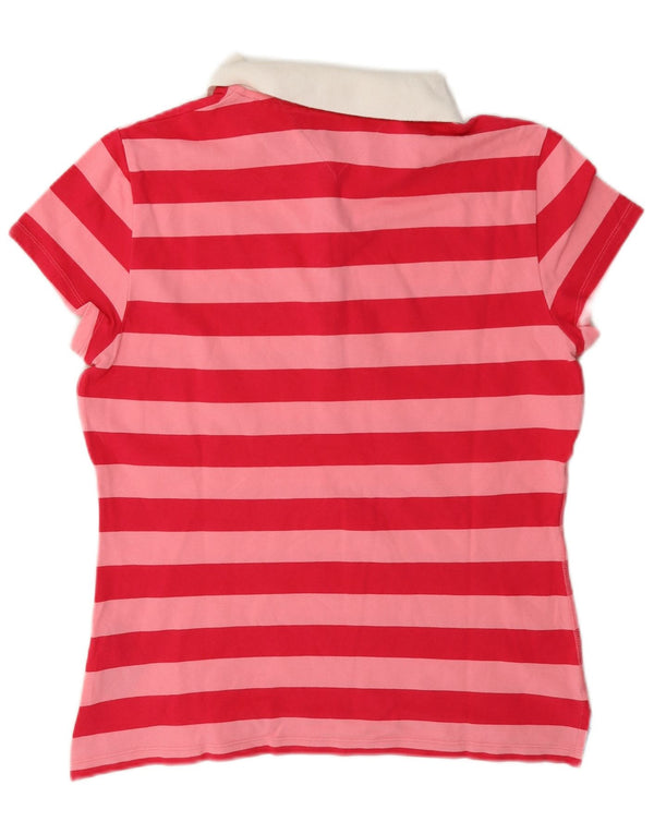 Tricou polo Tommy Hilfiger Rugby pentru femei UK 12, bumbac cu dungi roz mediu