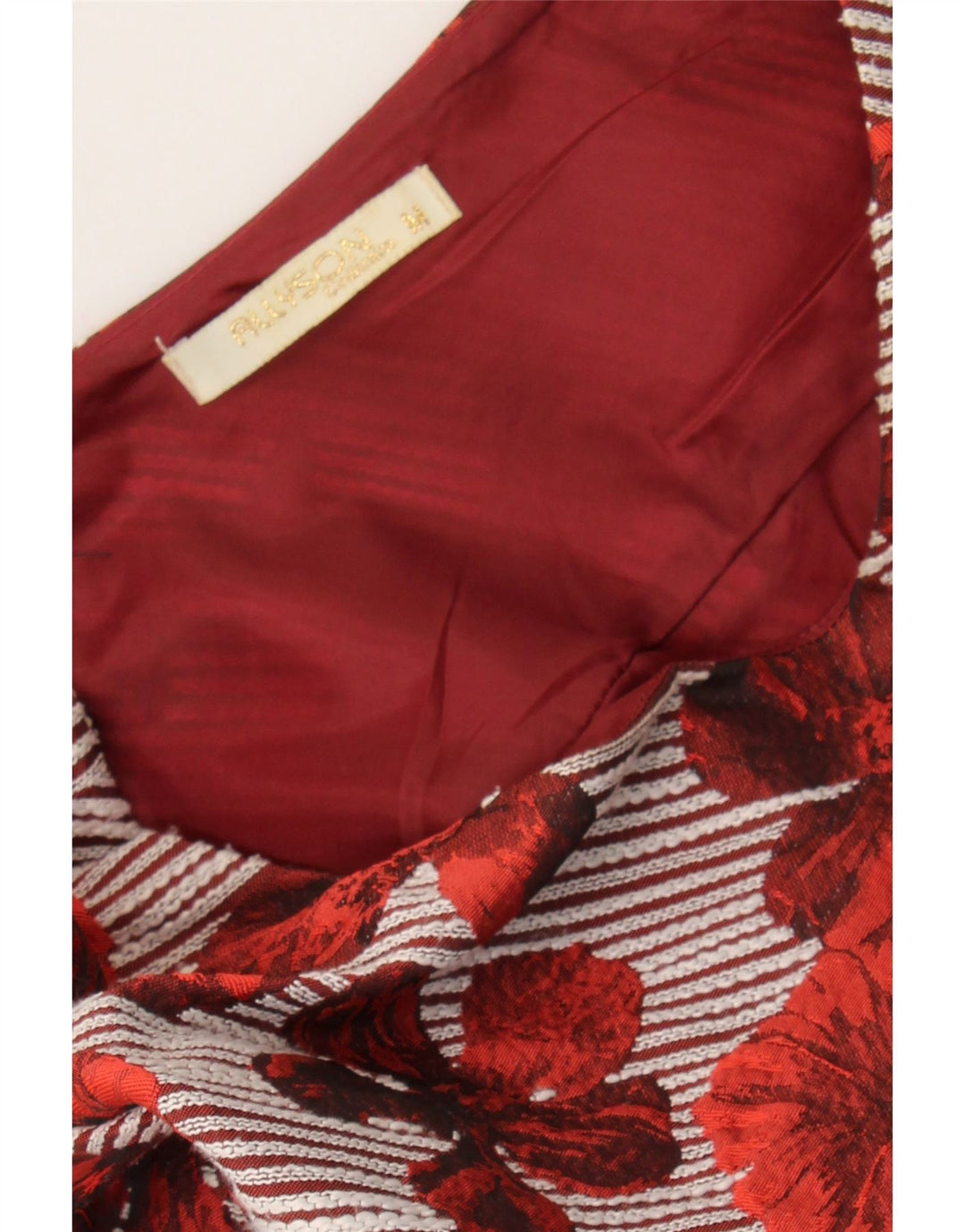 ALLYSON Womens Sleeveless A-Line Dress UK 12 Medium Red Floral Polyester Vintage Allyson and Second-Hand Allyson from Messina Hembry 