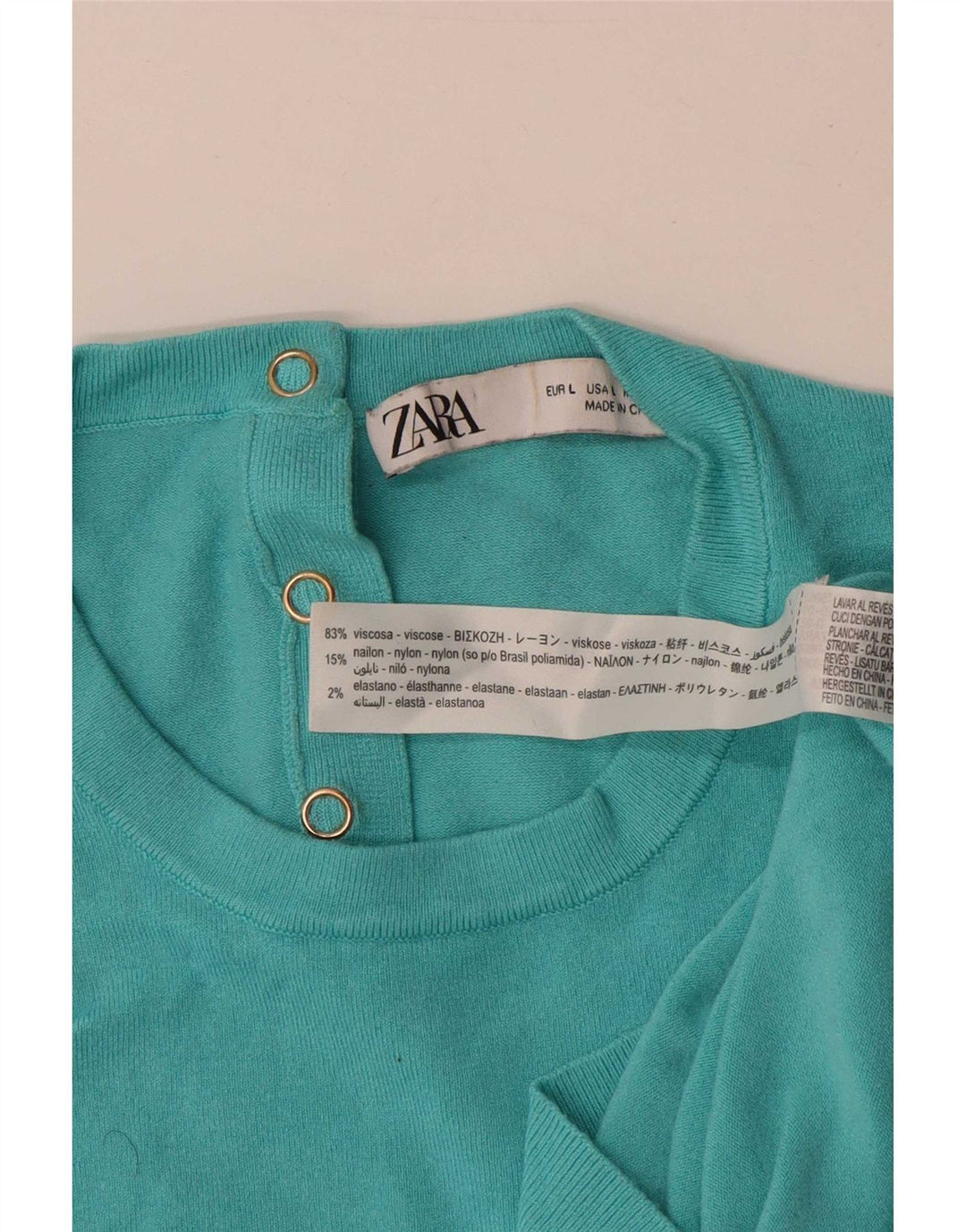 Vesta Zara Femei Tank Top UK 14 Large Blue Viscose