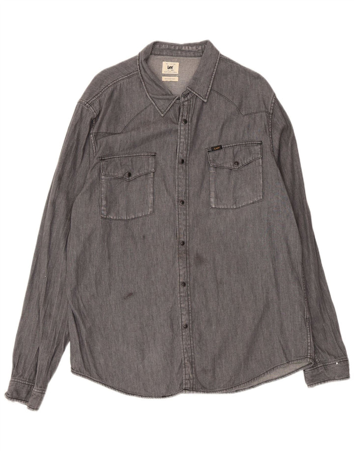 Cămașă occidentală Lee pentru bărbați, 2XL, bumbac gri