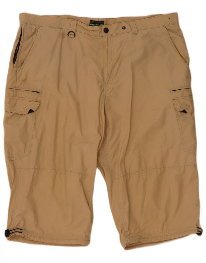 Pantaloni scurți cargo pentru bărbați Marks & Spencer W44 2XL bumbac bej