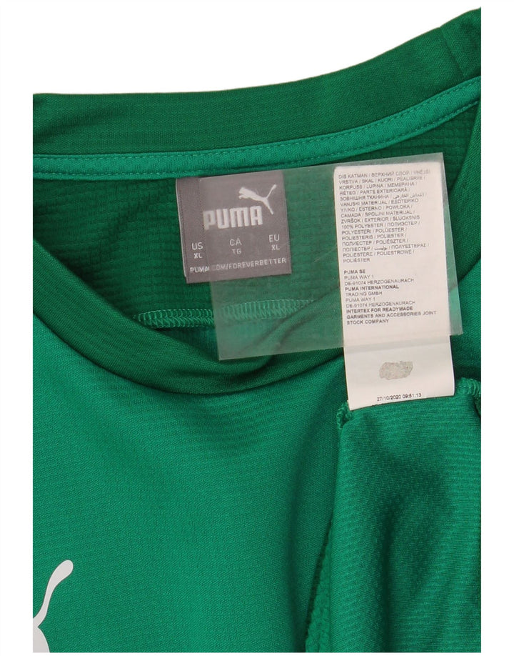 Top pentru bărbați Puma cu mânecă lungă XL, verde, poliester color bloc