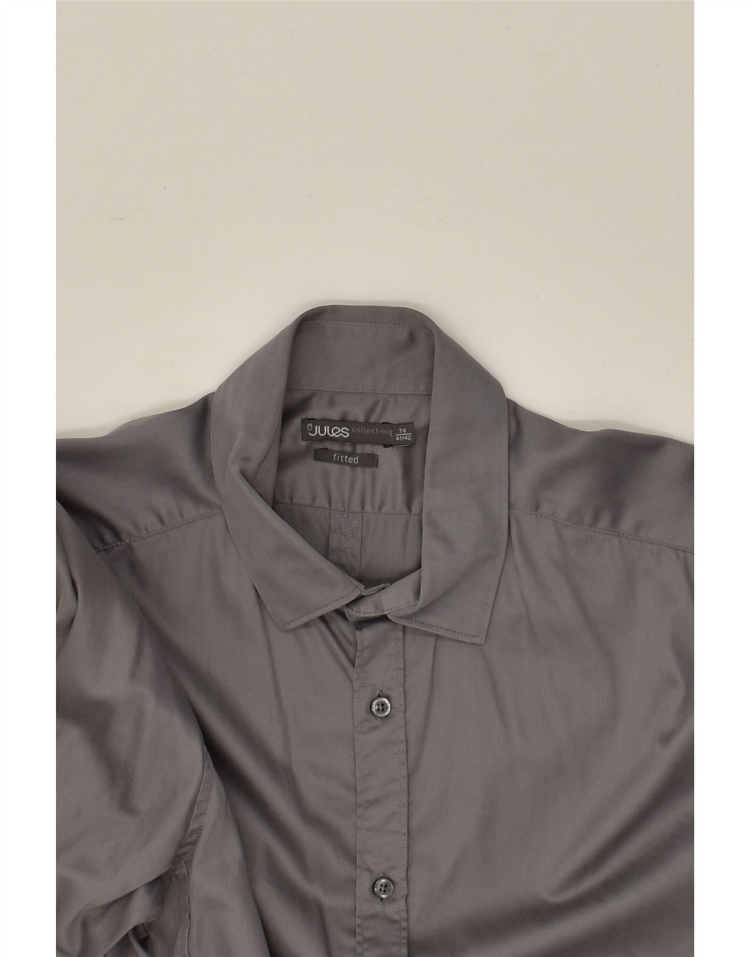 JULES Mens Fitted Shirt Size 41 42 Medium Grey | Vintage Jules | Thrift | Second-Hand Jules | Used Clothing | Messina Hembry 