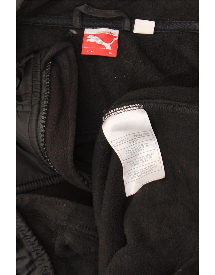 Jachetă cu fleece grafică Puma pentru băieți 13-14 ani XL poliester negru