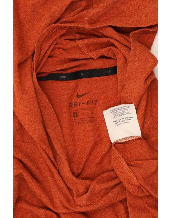 Top cu glugă pentru bărbați Nike cu mânecă lungă, poliester portocaliu mic