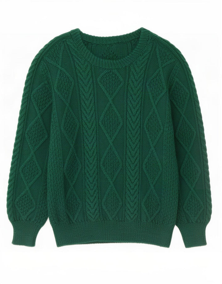 Pulover vintage pentru bărbați cu gâtul turnat verde mediu