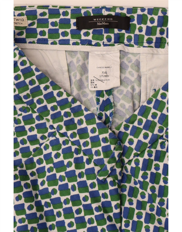 Max Mara Pantaloni Chino Drepți Weekend Femei L32 L26 Albastru Geometric