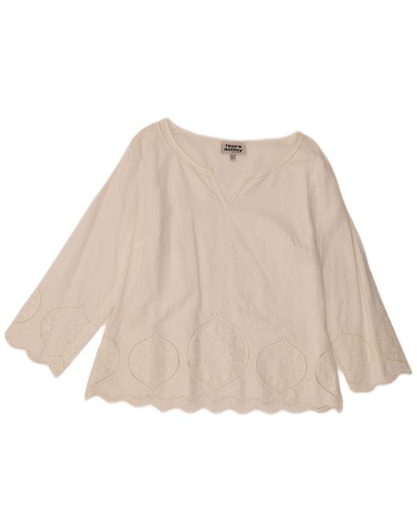 Laura Ashley Top pentru femei cu mâneci 3/4 UK 16, lenjerie mare, albă, cachetă