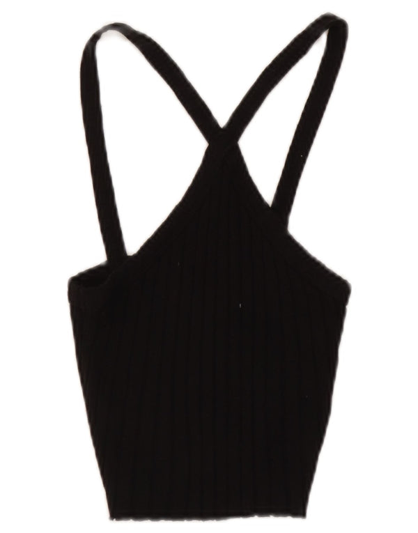 Top Crop Halter pentru Damă Zara UK 8 Small Negru Bumbac