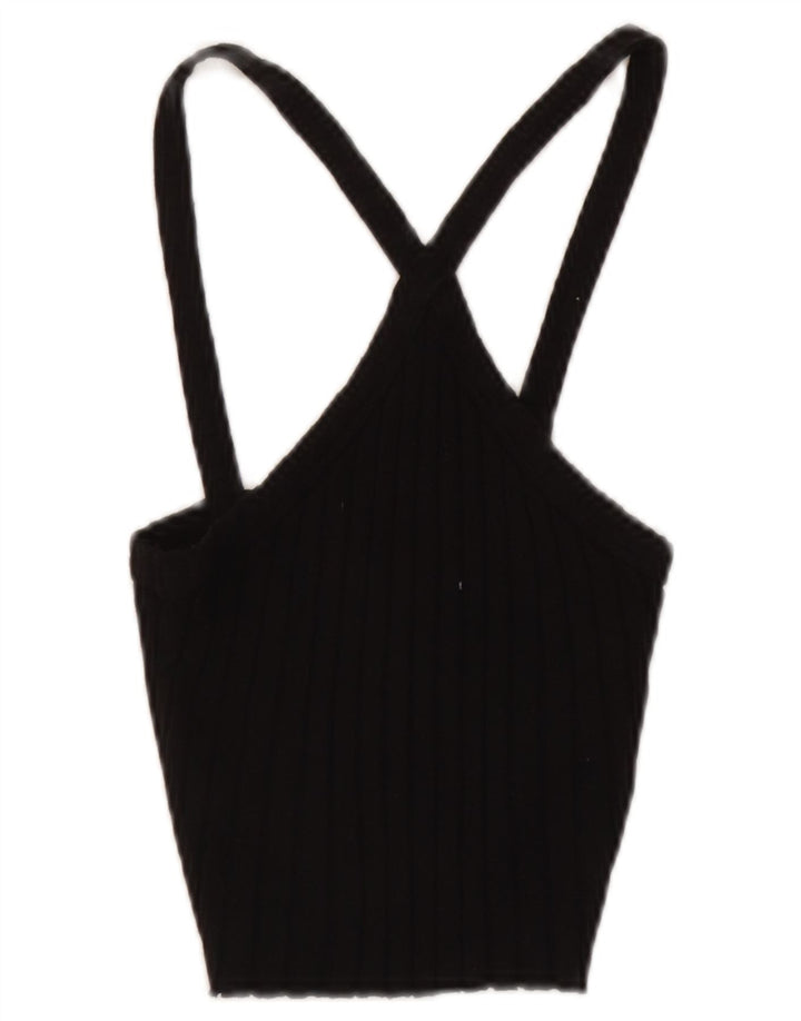 Top Crop Halter pentru Damă Zara UK 8 Small Negru Bumbac