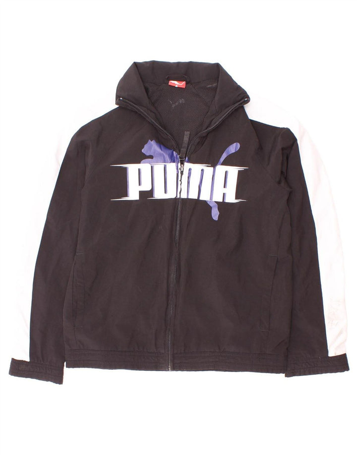 Puma Boys Graphic Tracksuit Top Jacket 9-10 Years Black Colourblock
