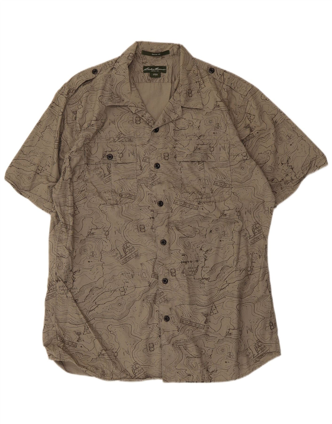 Cămașă pentru bărbați cu model abstract Eddie Bauer, cu potrivire clasică, mare, bej, bumbac