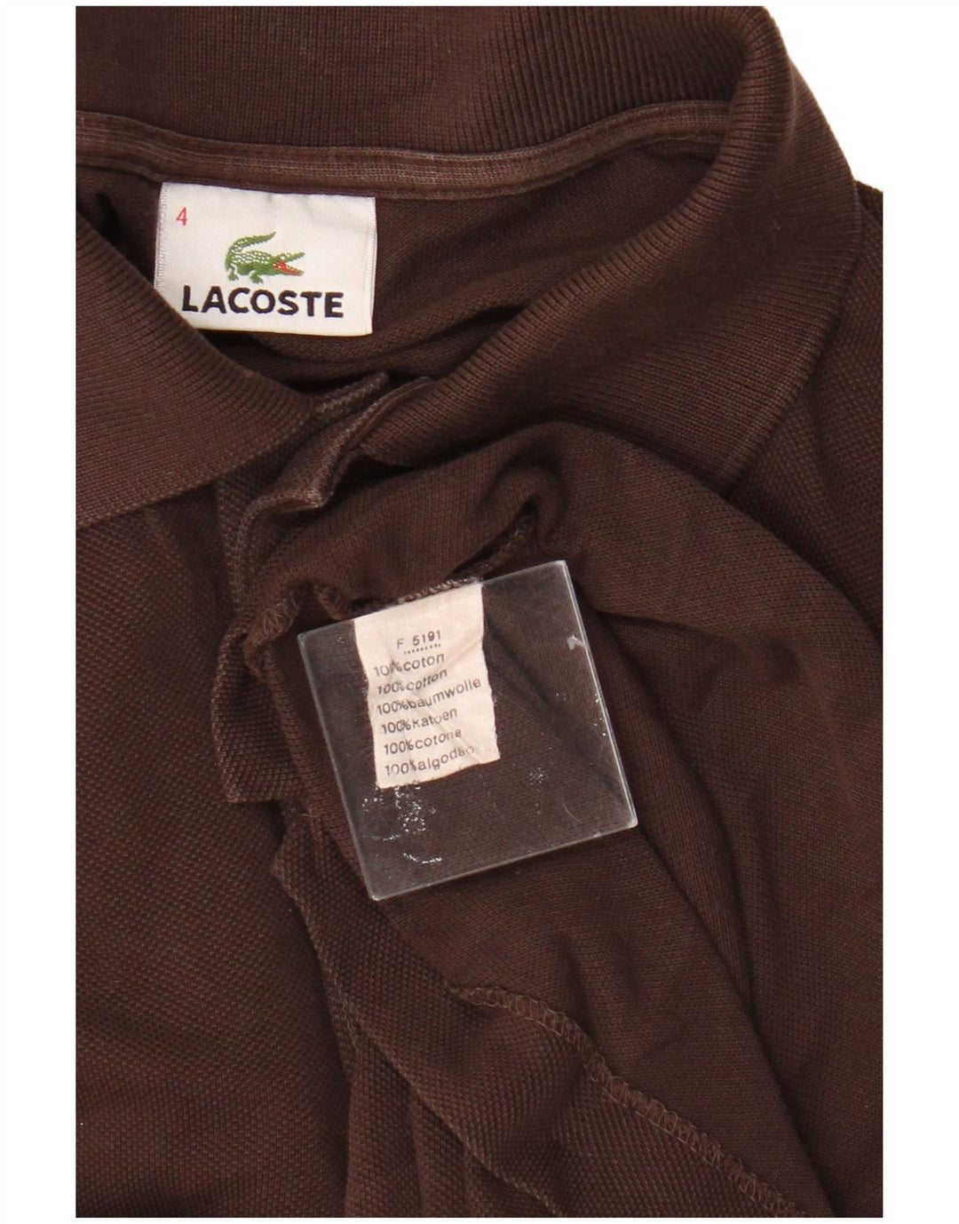 Tricou polo Lacoste pentru bărbați, mărimea 4, bumbac maro mediu