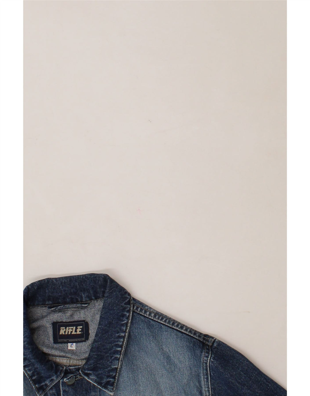 RIFLE Womens Crop Denim Jacket UK 14 Large Blue Cotton Vintage Rifle and Second-Hand Rifle from Messina Hembry 