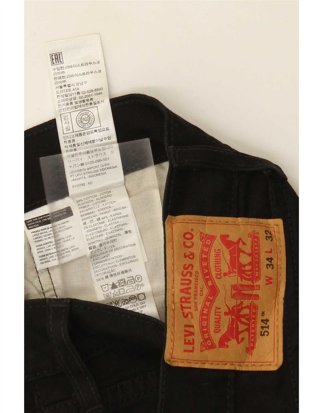 Blugi drepti pentru bărbați Levi's 514 W34 L26 bumbac negru