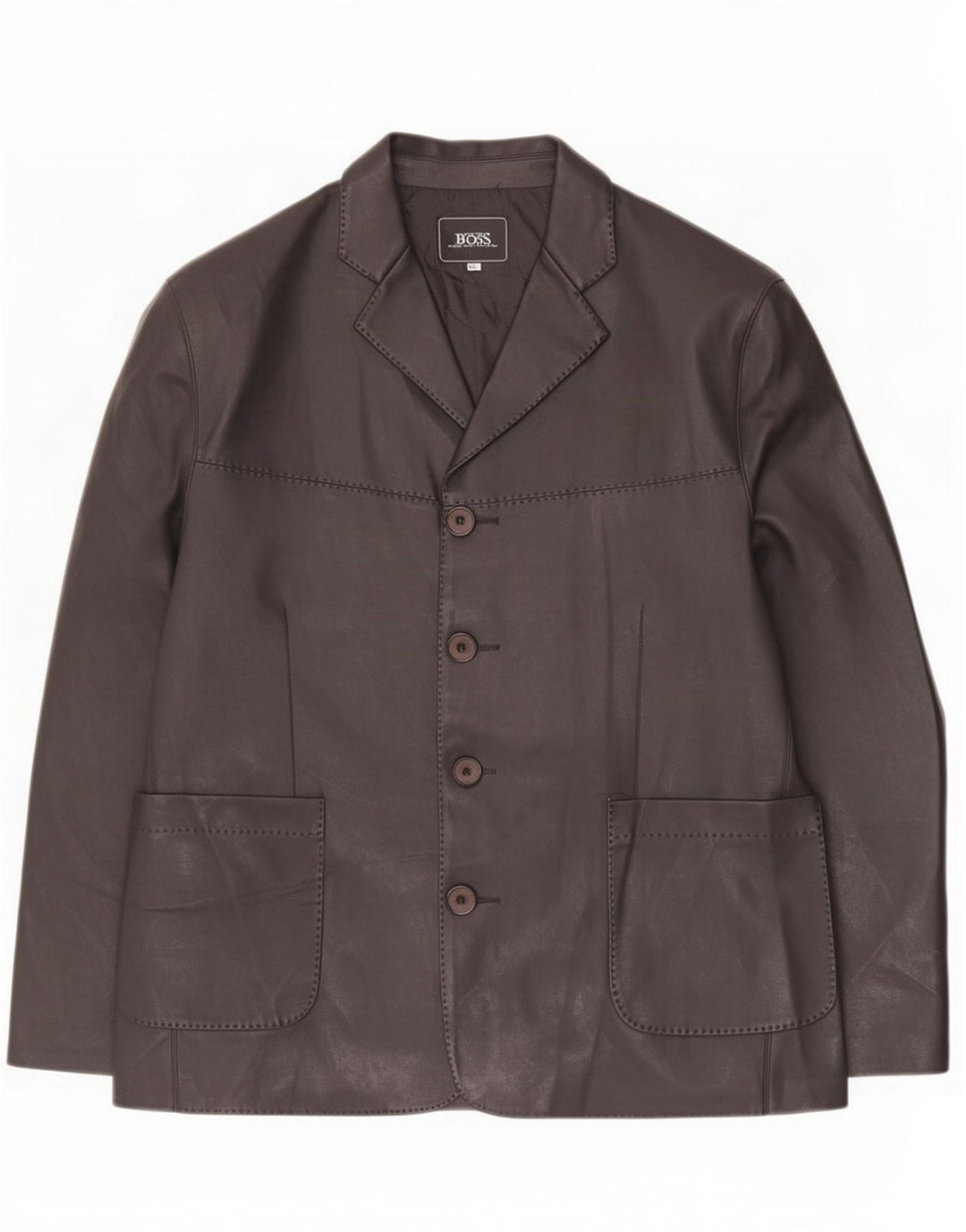 Jachetă Blazer din piele cu 4 nasturi pentru bărbați Hugo Boss UK 44 2XL Negru
