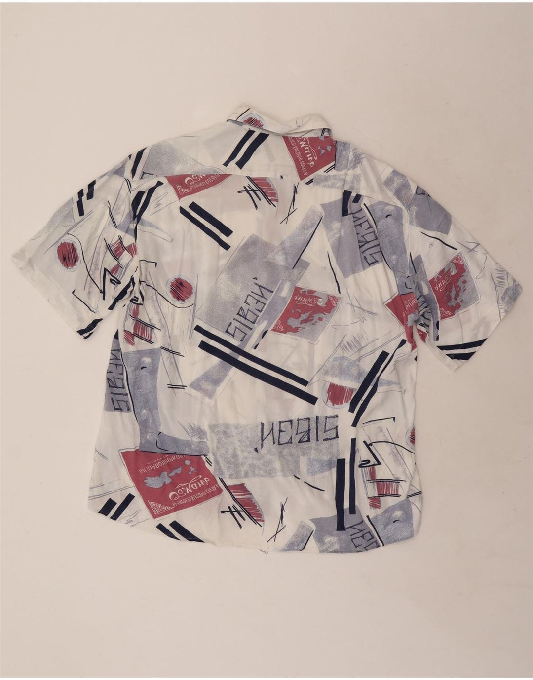 Cămașă Vintage pentru bărbați cu mânecă scurtă XL multicoloră geometrică