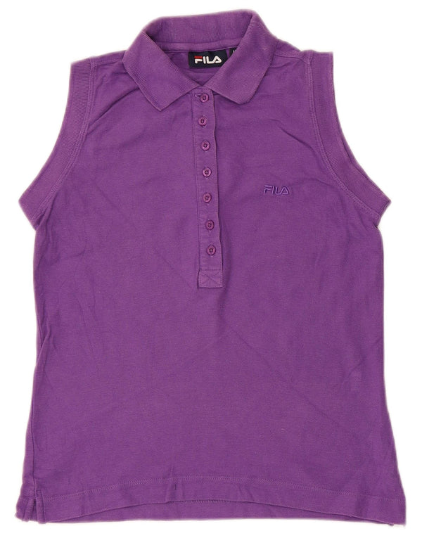 Tricou polo fără mâneci Fila pentru femei UK 12, bumbac violet mediu