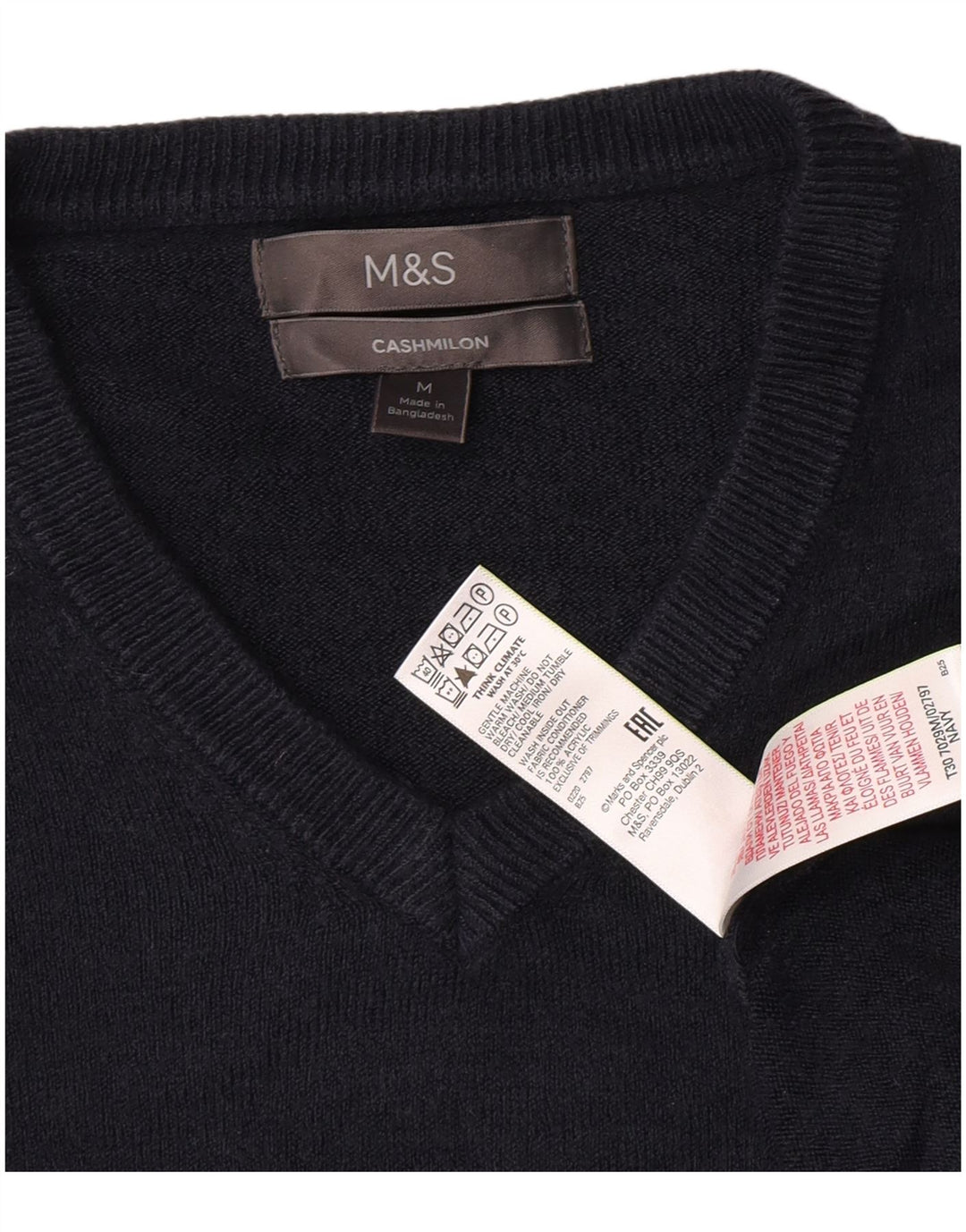Pulover pentru bărbați Marks & Spencer, cu decolteu în V, mediu acrilic, albastru bleumarin