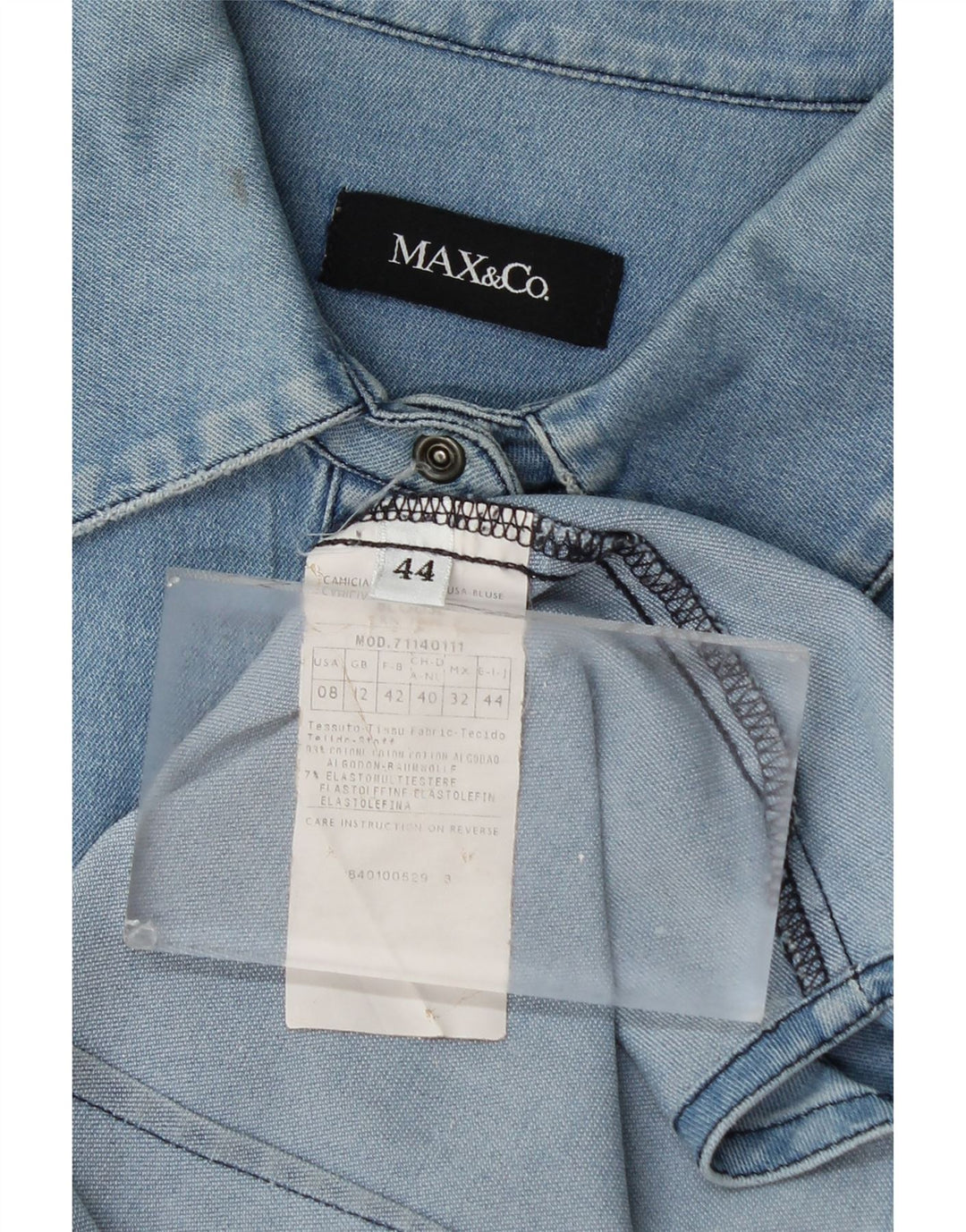 Cămașă din blugi pentru femei Max Mara UK 12, bumbac albastru mediu