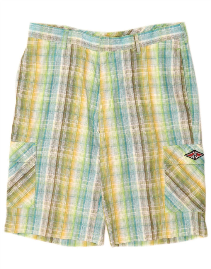 Pantaloni scurți cargo pentru bărbați Bear W32, bumbac cu carouri medii, multicolore