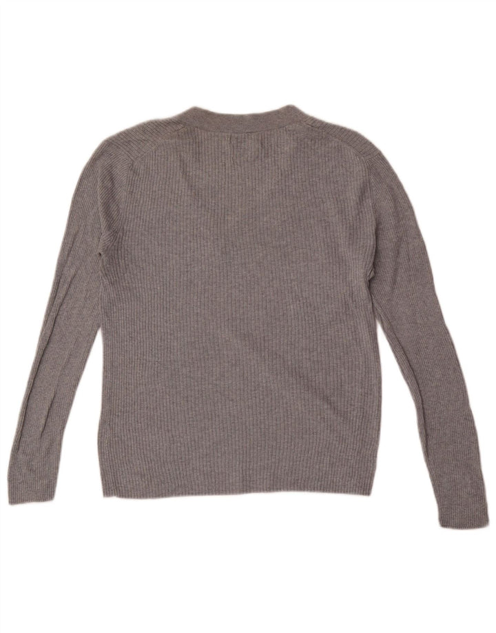 Top pentru femei Massimo Dutti cu mânecă lungă UK 14 mare mătase gri