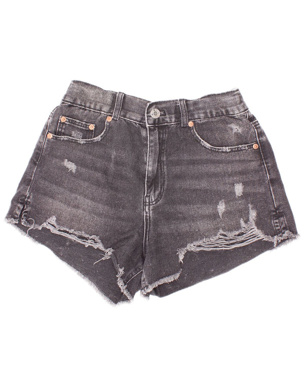Pantaloni scurți din denim distressed pentru fete Zara 13-14 ani W26 bumbac gri