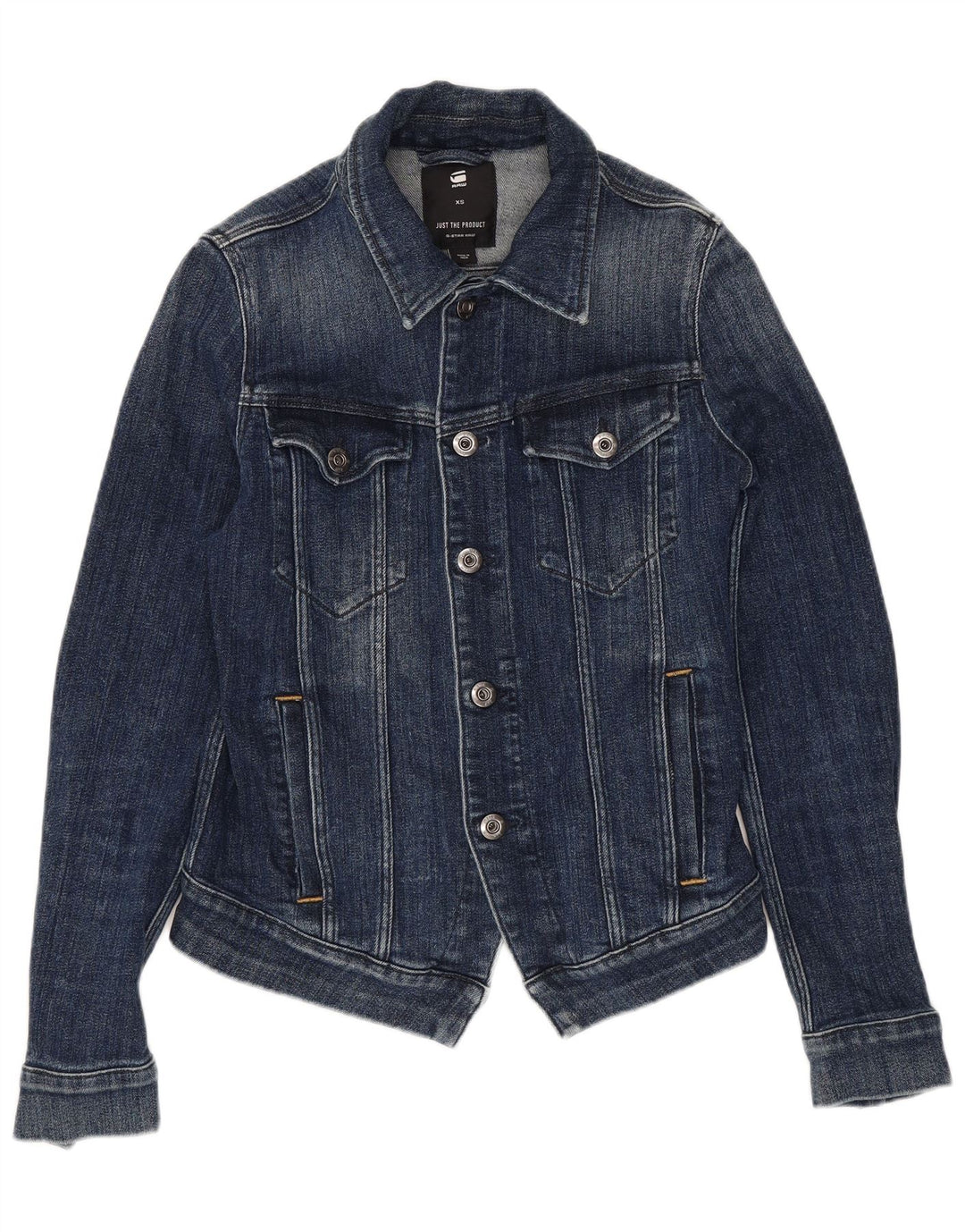 Jachetă de denim crop G-STAR pentru femei UK 6 XS bumbac bleumarin