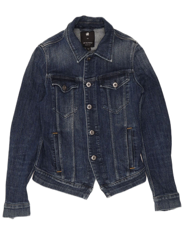 Jachetă de denim crop G-STAR pentru femei UK 6 XS bumbac bleumarin