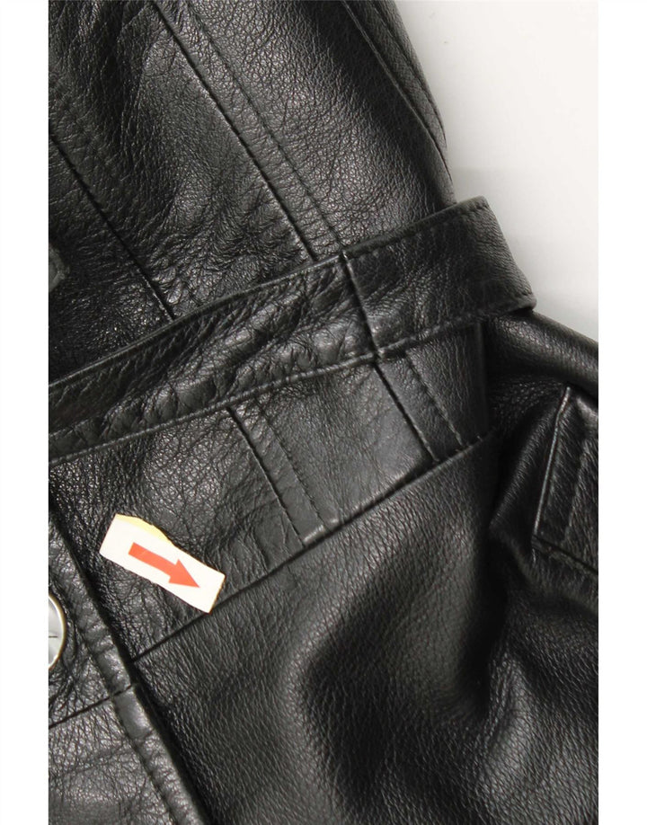 Geaca de piele vintage pentru femei IT 44 Medium Black Leather