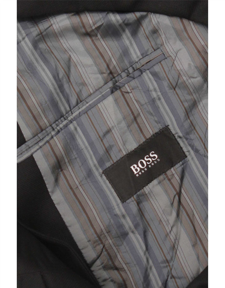 Blazer pentru bărbați Hugo Boss cu 3 nasturi EU 56 3XL Lână virgină neagră