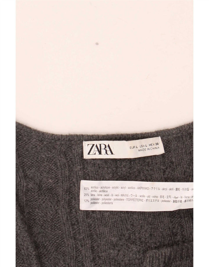 Pulover cardigan pentru femei Zara UK 14 mare, gri acrilic