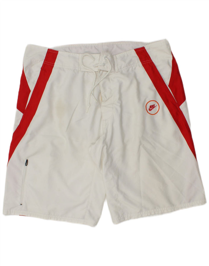 Pantaloni scurți de înot Nike pentru bărbați, mari, alb, din poliester color bloc