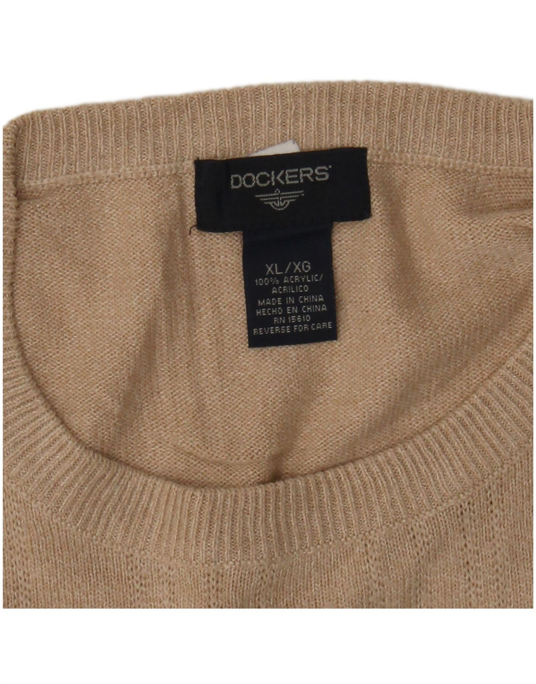 Pulover pentru bărbați DOCKERS cu decolteu rotund XL poliacrilic cu dungi bej