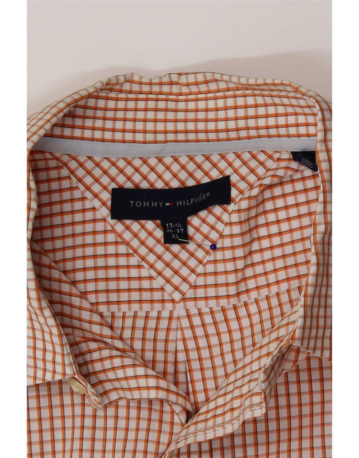 Cămașă pentru bărbați Tommy Hilfiger Mărimea 17 1/2 XL Orange Check