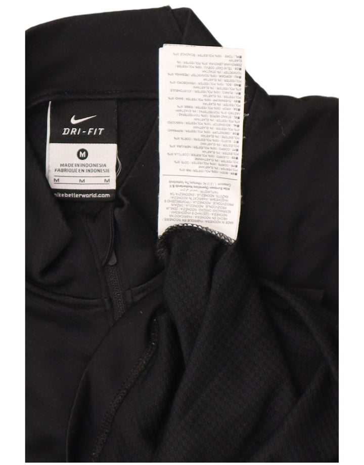 Trening pentru bărbați, cu fermoar și gât, pentru sport, poliester, negru