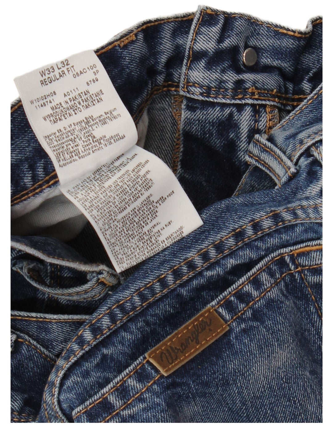 Blugi drepti WRANGLER pentru bărbați, cu ajustare normală, W33 L32, bumbac albastru