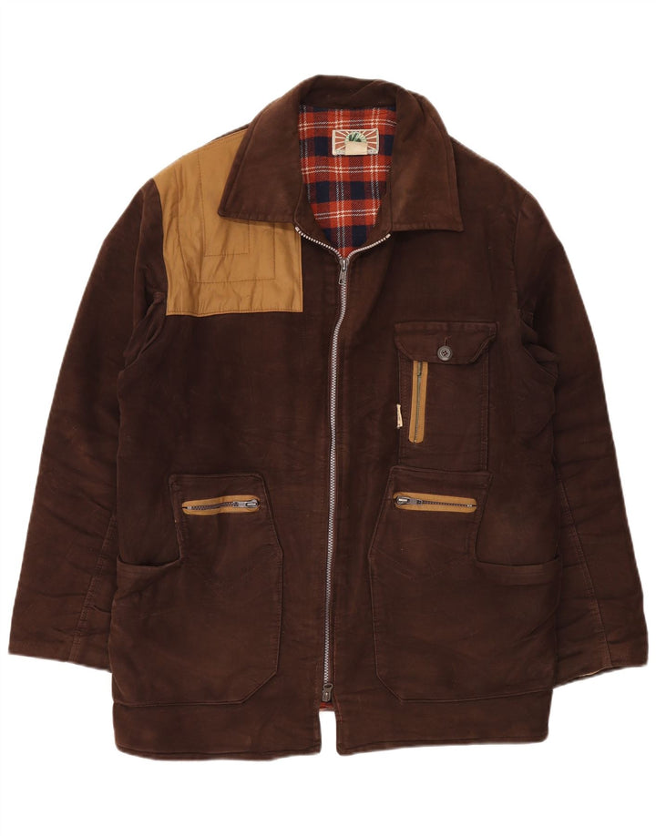 Jachetă vintage pentru bărbați IT 54 2XL maro, bumbac color bloc