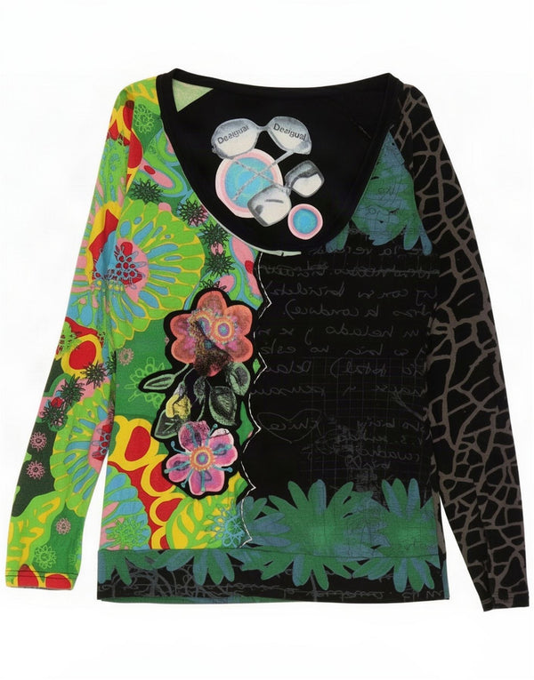 Top grafic pentru femei Desigual cu mânecă lungă UK 12 Medium Multicolor Floral