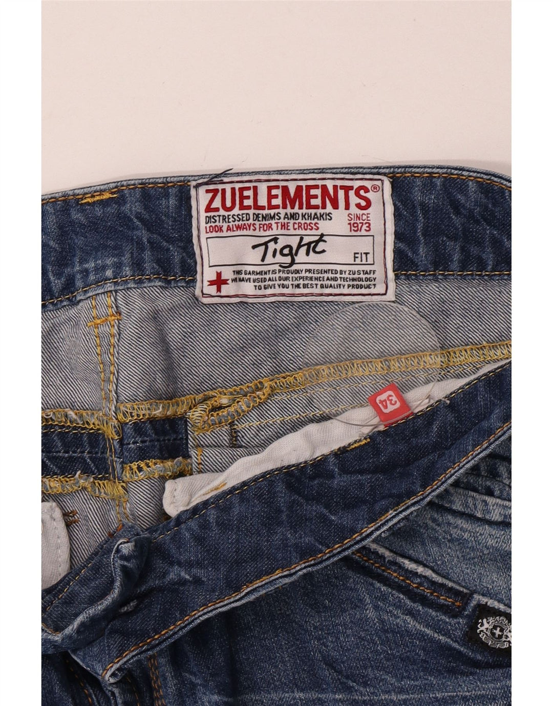 Blugi slim pentru bărbați Zu Elements Distressed W34 L34 Blue