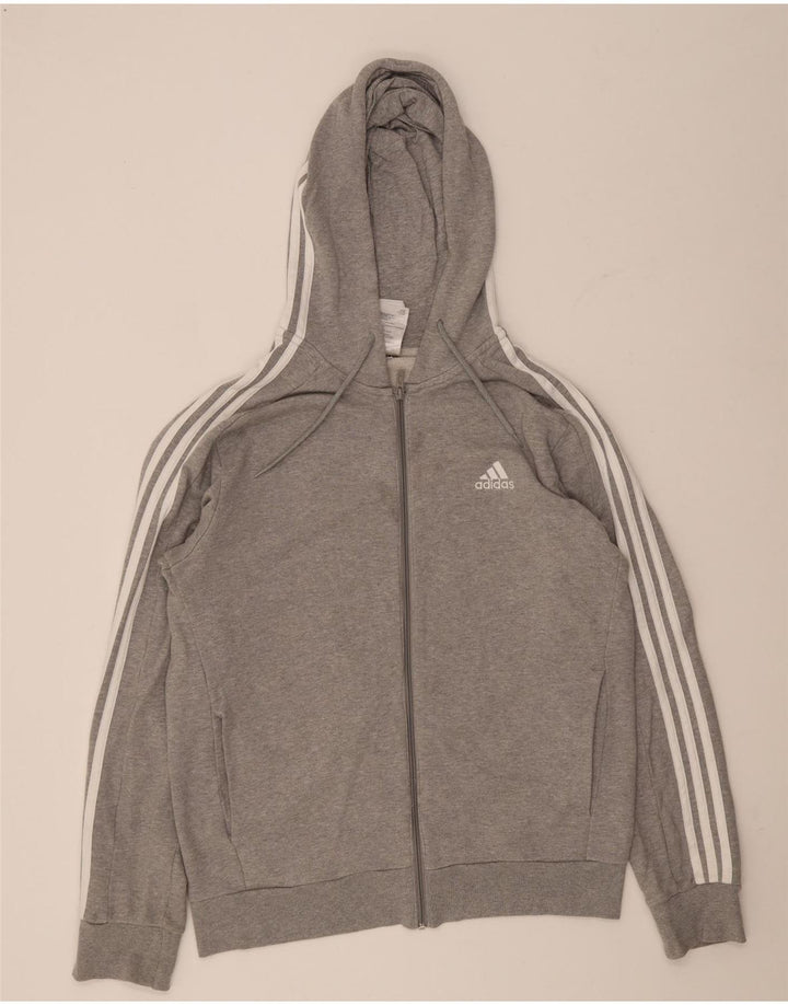 Pulover pentru bărbați Adidas Regular Fit, cu fermoar, bumbac, gri mediu