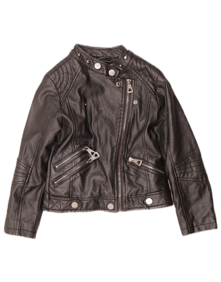 URBAN REPUBLIC Girls Leather Biker Jacket 5-6 Years Black
