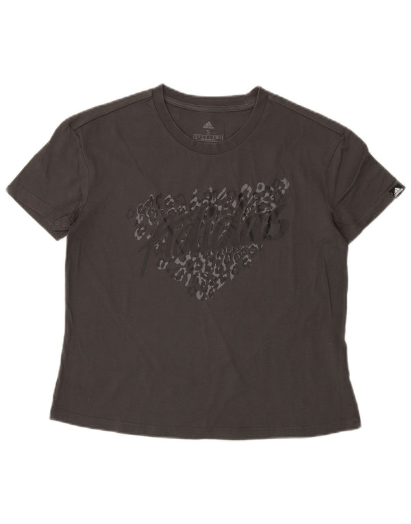 Tricou grafic Adidas pentru femei Top UK 8/10 Small Gri Bumbac