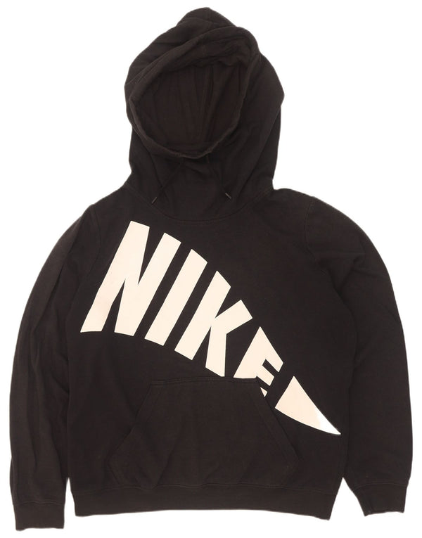 Pulover cu glugă supradimensionat cu grafic Nike pentru femei UK 16, mare, negru, bumbac