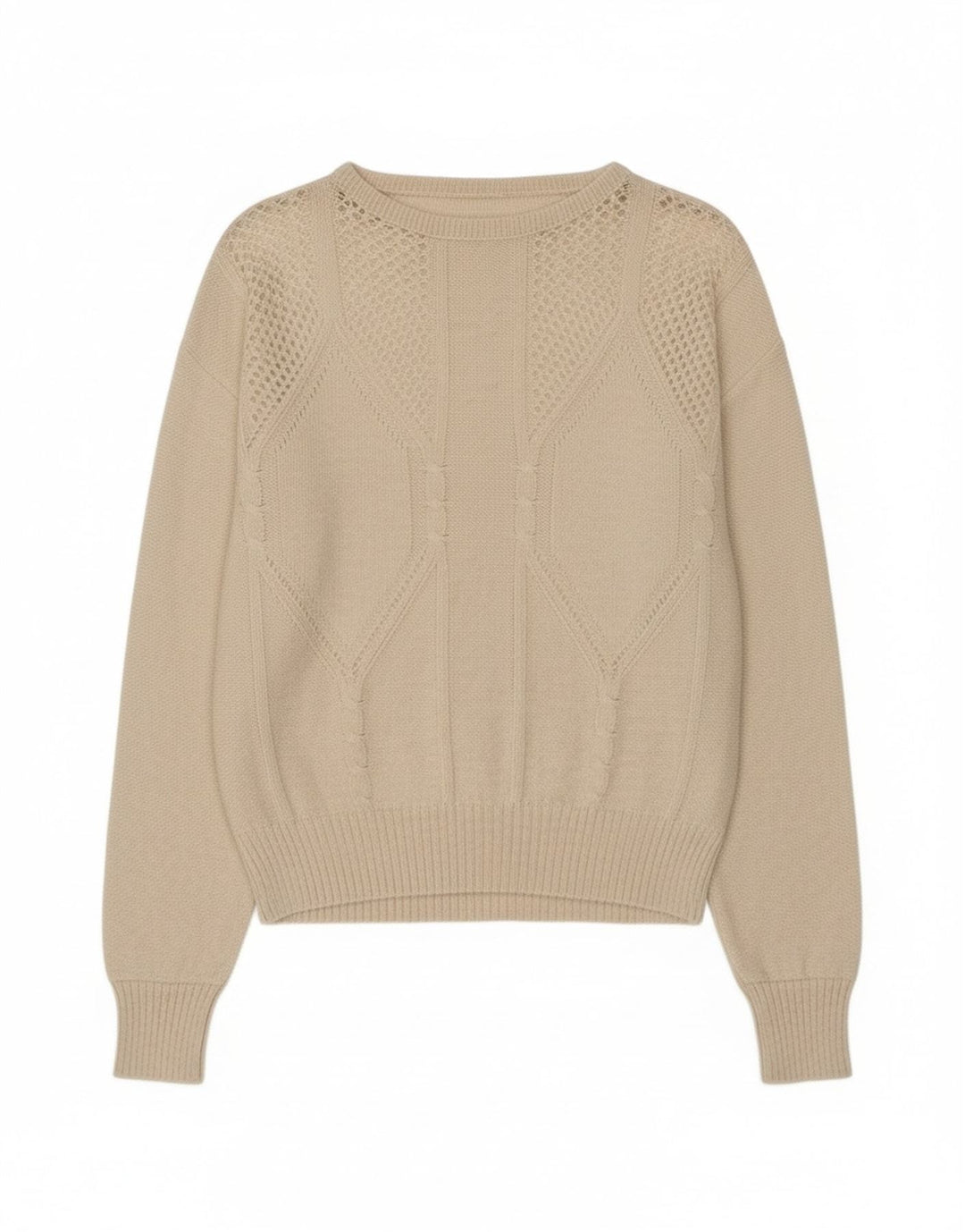 Pulover vintage pentru femei cu gât de barcă, UK 12, mediu, alb pătat